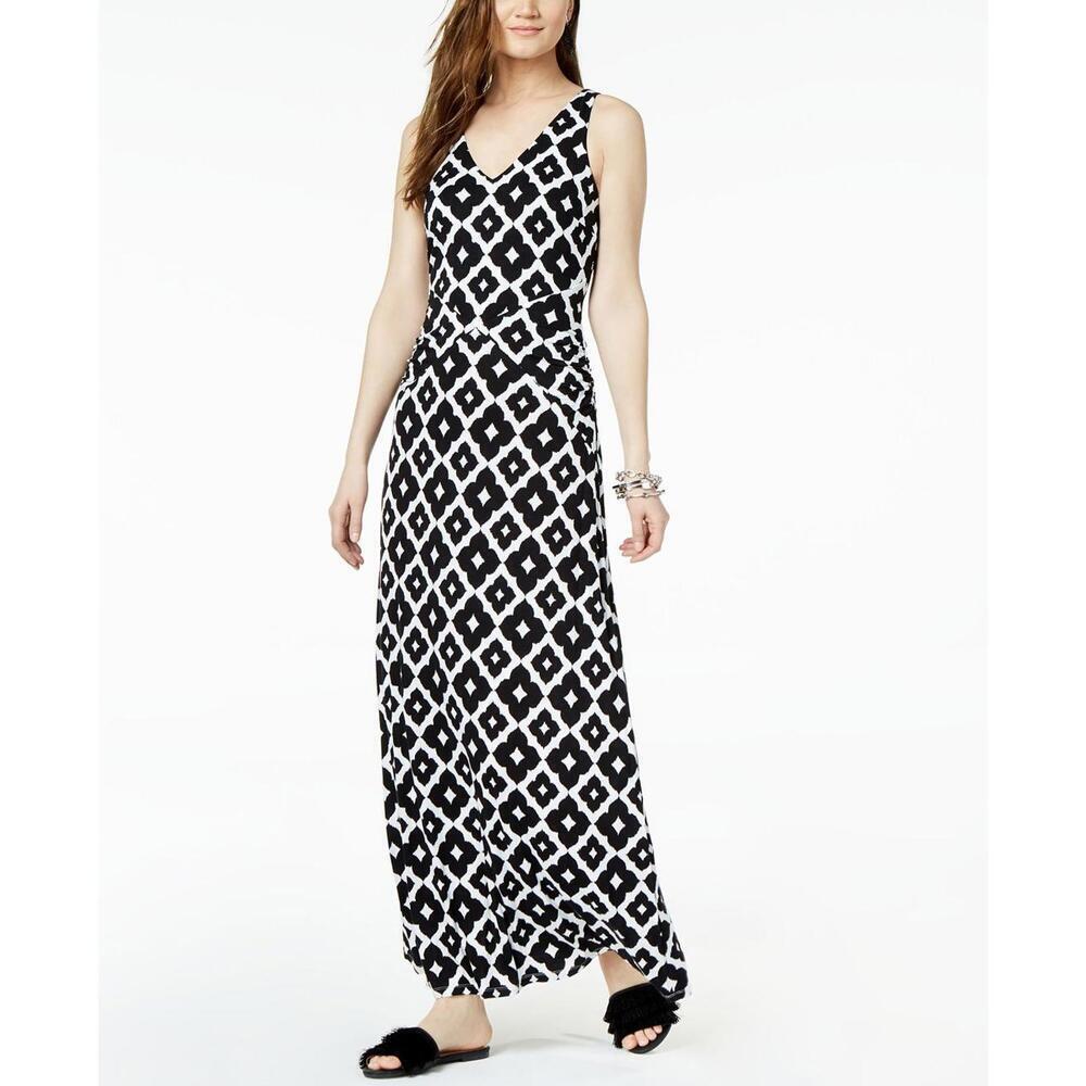 Inc International Concepts Womens Printed V Back Maxi Dress Size M